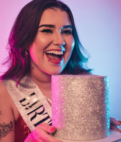 woman with birthday cake