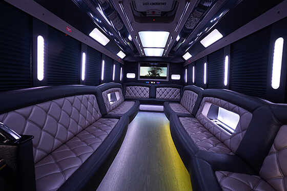 party bus with colorful lights