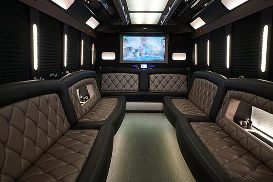 party bus with large tv