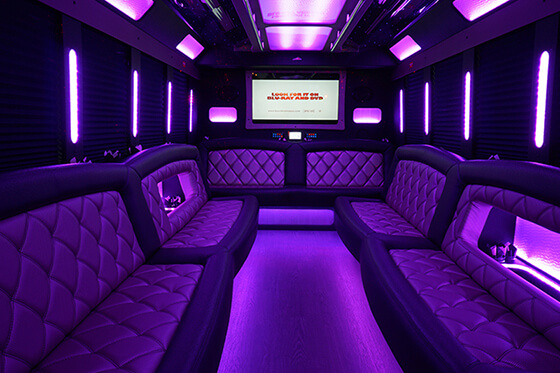 limo bus with tv